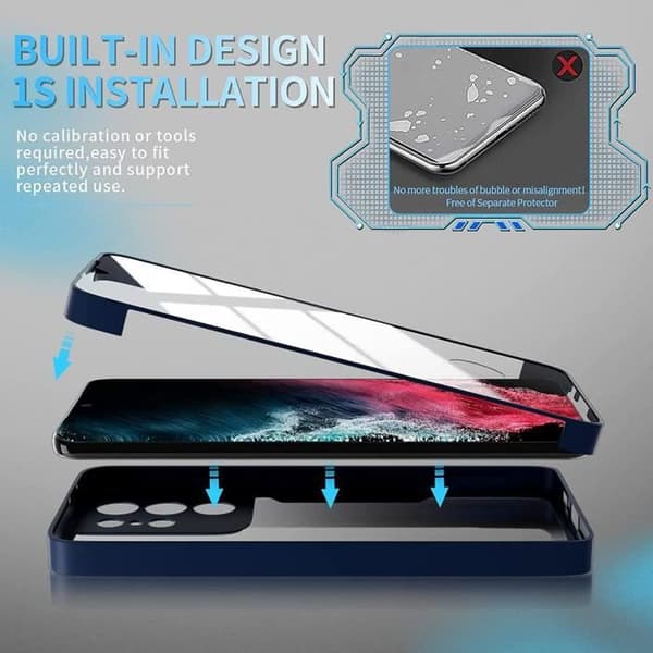 Coque - BOOLING - för Samsung S21 - Marinblå - Skydd 360° - Förstärkt kant marinblå