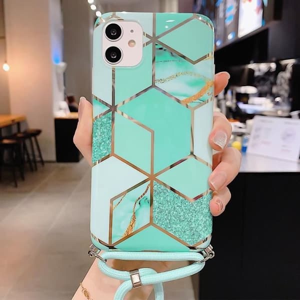 Coque - Turquoise - för iPhone 12 - Marmor Mönster - Stöttålig - Mjuk Turkos