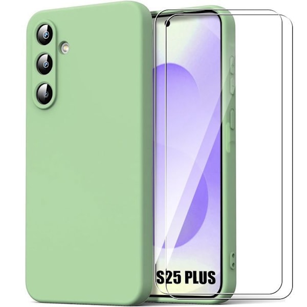 Coque för Samsung Galaxy S25 Plus (Galaxy S25+) Silikon Grön + 2 Härdat Glas - BOOLING® Grön