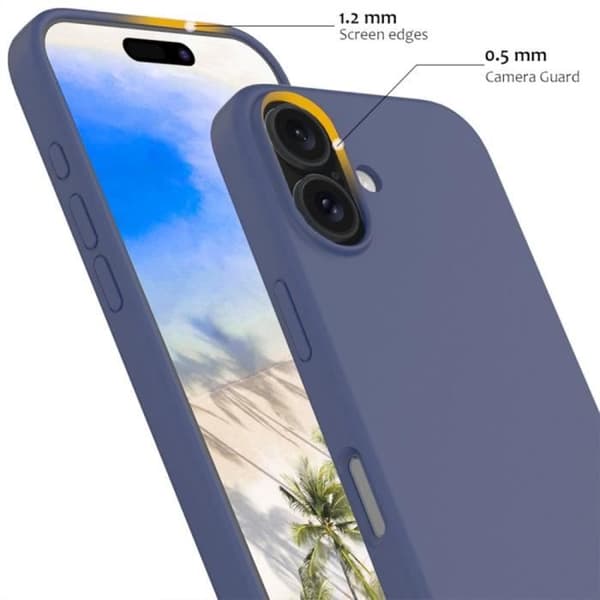 Skyddsskal - BOOLING - för iPhone 16 Plus - Flytande Silikon - Ultra Slim - Mörkblå Midnattsblå