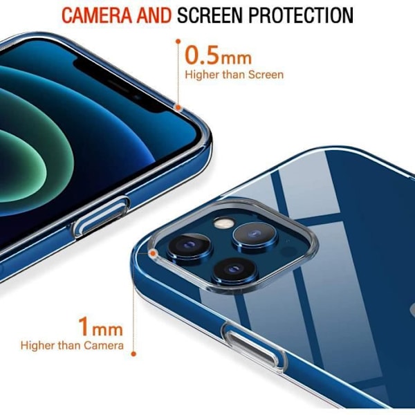 Fodral för iPhone 13 Pro (6.1'') Transparent silikon + 2 skärmskydd i härdat glas Transparent