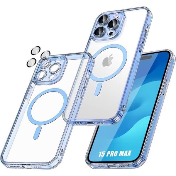 Coque - BOOLING - för iPhone 15 Pro Max - Ultra Slim - Stöttålig - Härdat Glas Blå