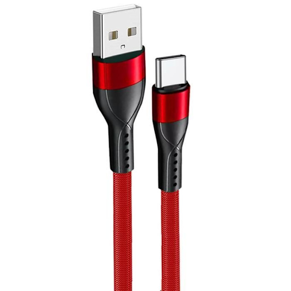 USB-C Nylon Snabbladdningskabel för Samsung Galaxy A56 A55 A25 A15 A05s A35 A36 - Röd 1M Röd