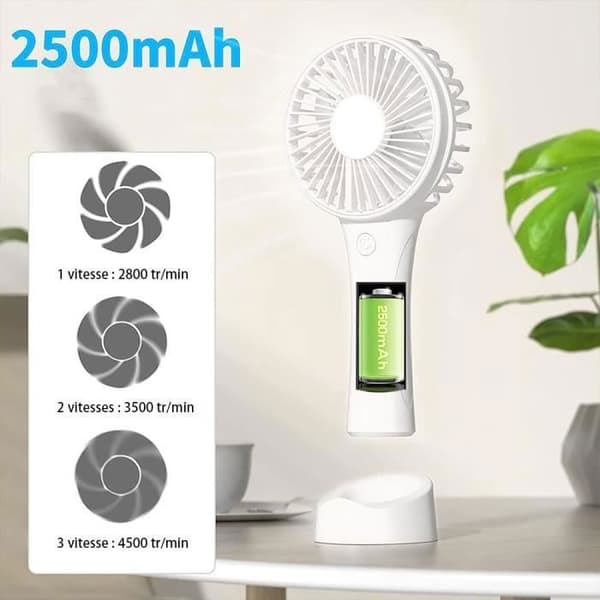Mini Fläkt - E.F.Connection - Bärbar USB Uppladdningsbart Batteri - Vit - 3 Hastigheter Ej specificerat