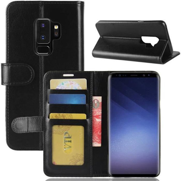 Hölster - Samsung - Galaxy S9+ - PU Läder - Flip - Svart - Stötabsorberande Svart