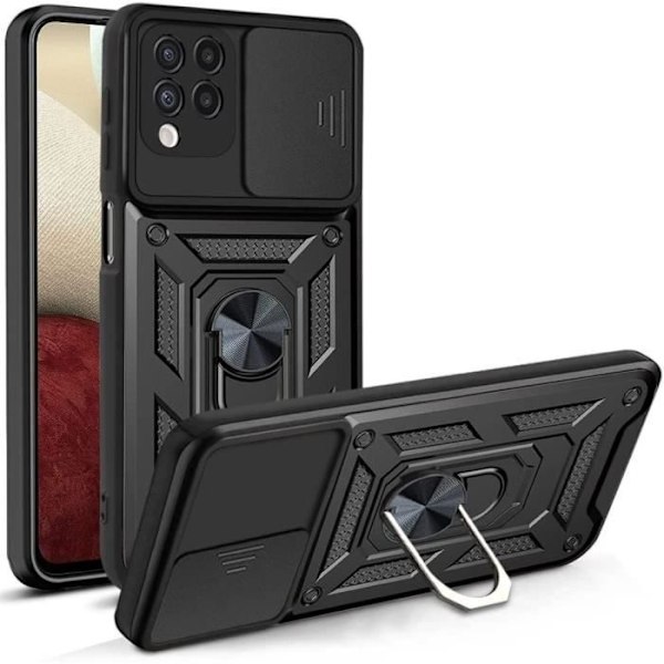 Skyddsfodral till Samsung A12 - PROSHOP - Svart - Army Style - Sliding Camera - Anti-Scratch Svart