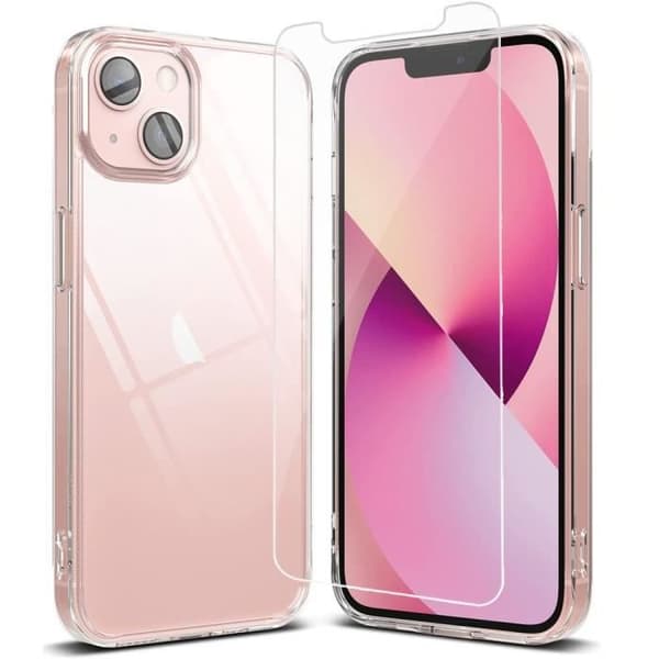 Coque - BOOLING - för iPhone 13 mini - Ultra slim - Transparent - 2 Härdat glas Transparent