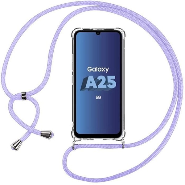 Skyddsskal - BOOLING - Samsung Galaxy A25 5G - Stöttålig - Justerbar snodd - Transparent Klar, lila