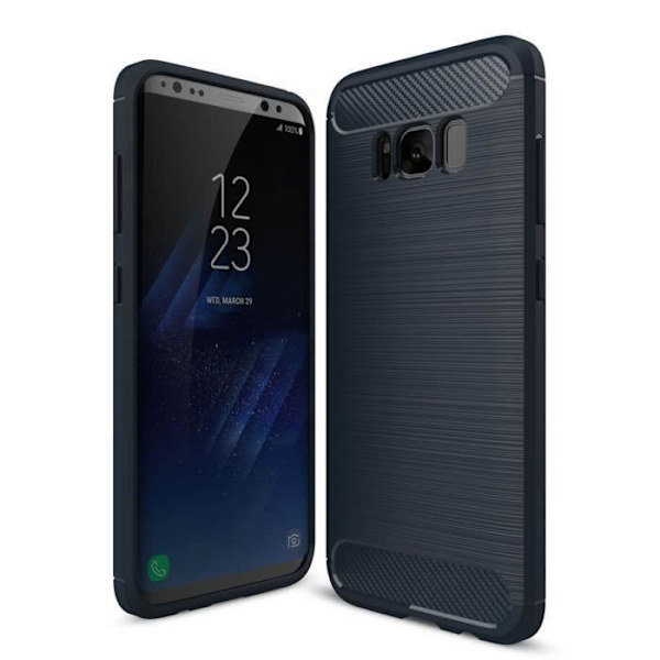 För Samsung Galaxy S8 SM-G950F (5,8"), Silikonfodral Skydd mot repor i kolfiber - Blå