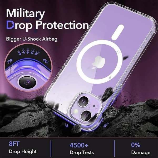 Coque - BOOLING - för iPhone 15 Plus - Magnetiskt Ring - 2 Härdade Glas - 2 Kameraskydd Transparent
