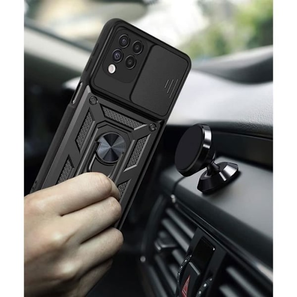 Skyddsfodral till Samsung A12 - PROSHOP - Svart - Army Style - Sliding Camera - Anti-Scratch Svart