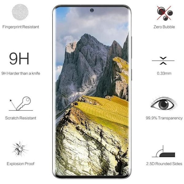 [2 delar kompatibel för Samsung Galaxy S20 härdat glas, Samsung S20 glas, Samsung S20 skärmskydd [3D-Touch-9H