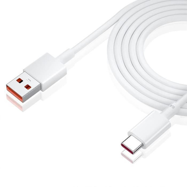 USB-C 6A snabbladdningskabel för Xiaomi 13, 13 Pro, Xiaomi 13T, 13T Pro, 13 Ultra, 13 Lite - Vit 1 meter Vit