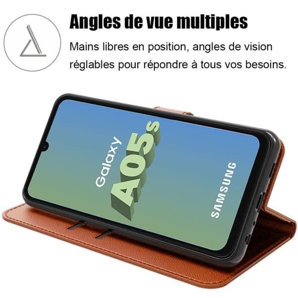 Skyddsfodral - BOOLING - för Samsung Galaxy A05s - PU Läder - Kortficka - Justerbart stativ kastanj