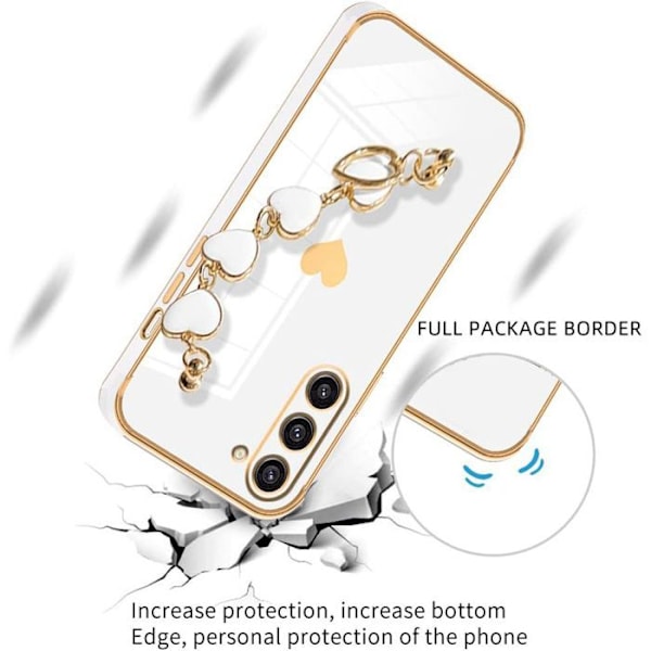Mobilskal för Samsung Galaxy S25 Ultra, Mönster Hjärta Repbeständig Mjuk Silikon med Armband - Vit Vit