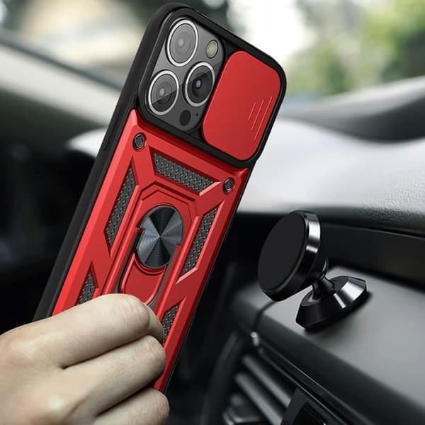 Skyddsskal - BOOLING - för iPhone 16 Pro Max - Stötdämpande - Bakstöd - Röd Röd