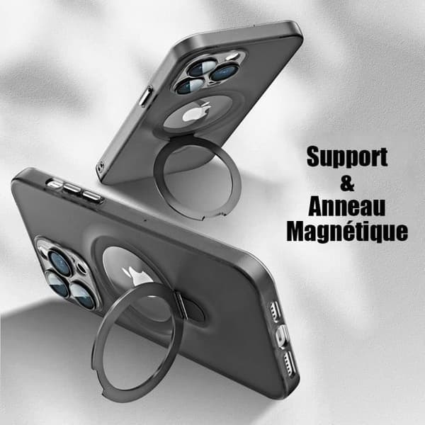 Coque - BOOLING - för iPhone 15 Pro - Stötsäker - Magnetiskt Stöd - Kameraskydd Svart