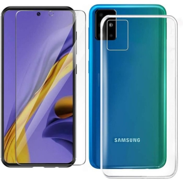 Härdat glasfilm + telefonfodral skal för Samsung Galaxy A51 6,5" Soft Gel Bakfodral