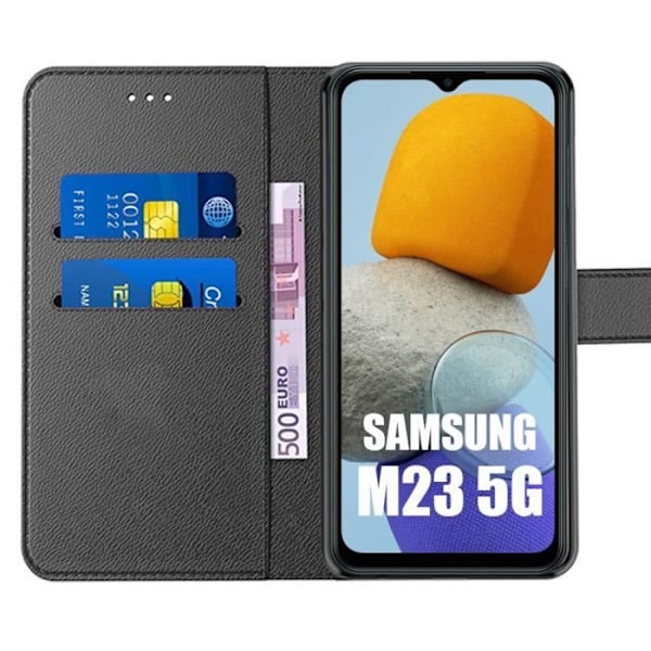 Etui til Samsung Galaxy M23 5G sort syntetisk læder Anti-ridse 360 graders beskyttelse