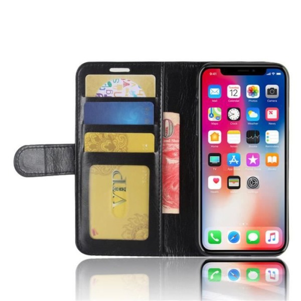 Coque - Premium - iPhone X / XS - PU Läder - Stötsäker - Ställfunktion - Svart Svart
