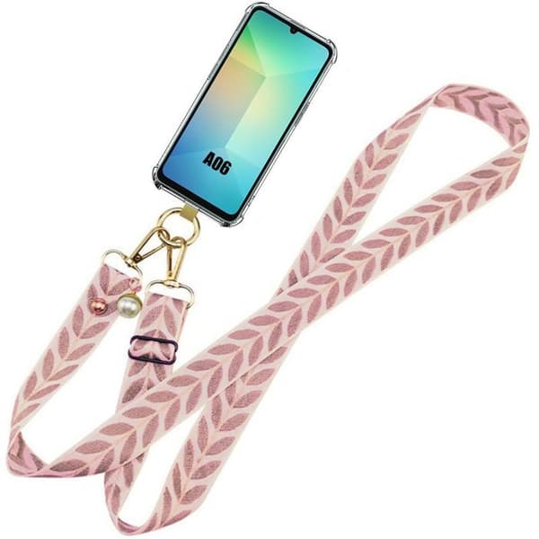 Coque til Samsung Galaxy A06 - Beskyttelse med Rosa Strop - BOOLING Transparent