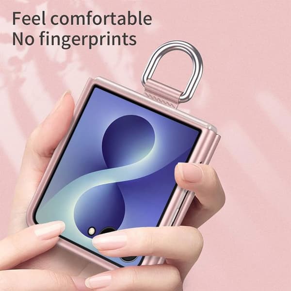 Skyddsfodral för Samsung Galaxy Z Flip 8, Rep- och Stötsäker med Spänne - Rosa - 2 Härdade Glas Ros