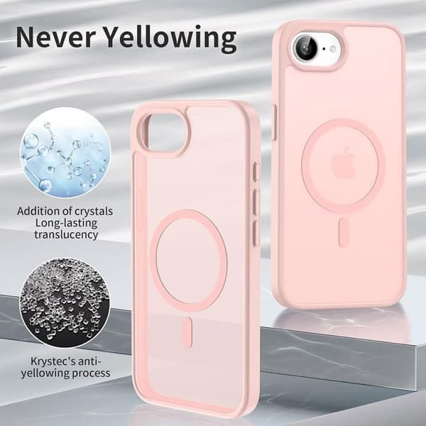 Coque för iPhone 16e - BOOLING - Hård skydd - Rosé - 2 Härdade glas - Stötsäker Rosa