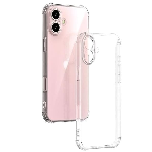 Skyddsskal - Silikon - för iPhone 16 Plus - Stötsäker - Transparent - 2 Härdade Glas Transparent