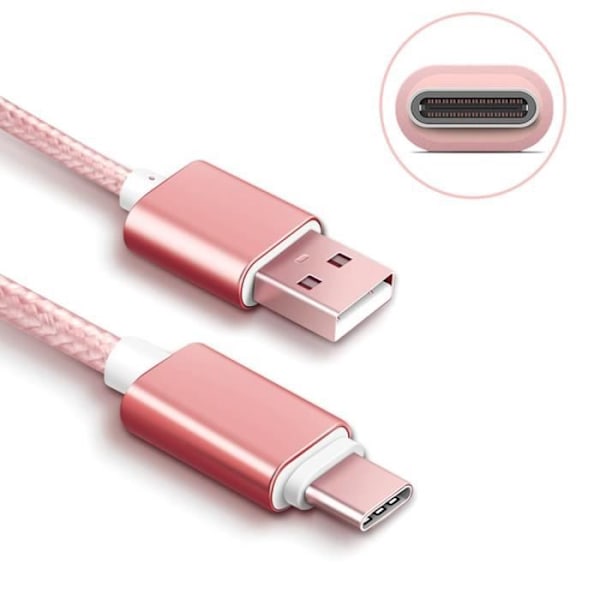 USB Type C-kabel - Samsung - Galaxy S8 S8Plus S9 S9Plus S10 A3/A5(2017) Note8 Note 10 - 2M - Nylon Rosa