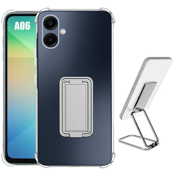 Coque för Samsung Galaxy A06 - Skydd med Silvermetalstöd - BOOLING® Transparent
