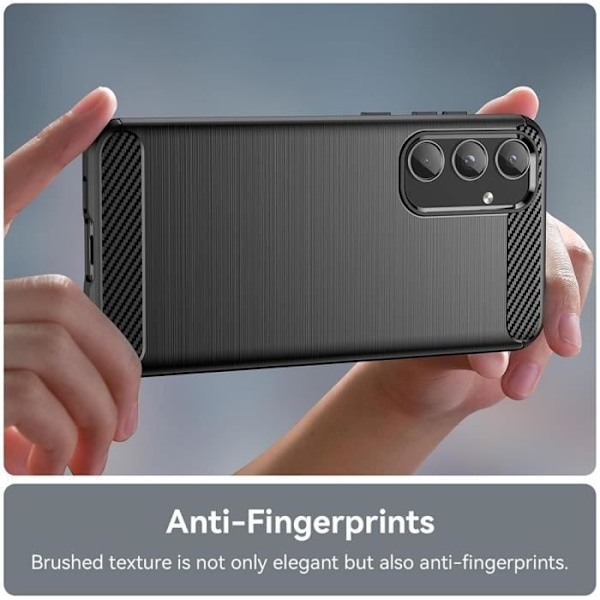 Etui og 2 hærdede briller til Samsung Galaxy A35 5G, Black Carbon Fiber Protection Svart