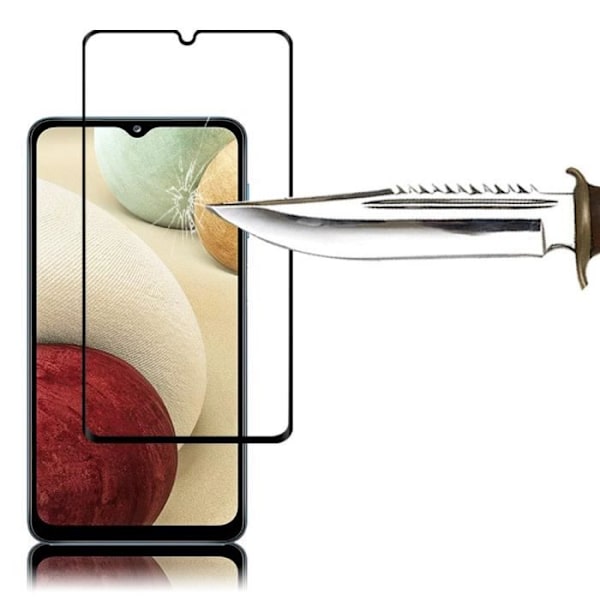För Samsung Galaxy A12 6,5": 2-pack skärmskydd i härdat glas i helfärg - SVART