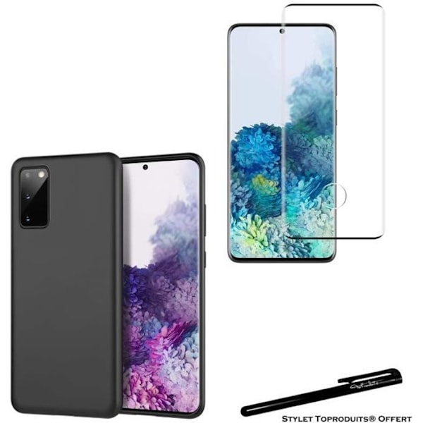Fodral och härdat glas - Toproduits® - Galaxy S20 Plus - Svart - Flexibel - Böjd finish Svart