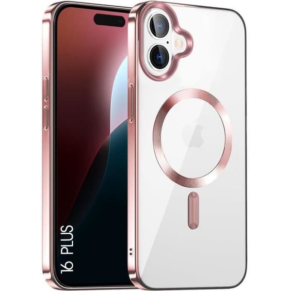 Skyddsskal - BOOLING - för iPhone 16 Plus - Stötabsorberande - Kromad - Mjuk Rosa
