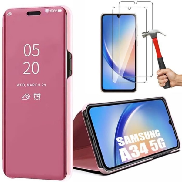 Beskyttelseskasse - BOOLING - Samsung Galaxy A34 5G - Rosa - 360 Graders Beskyttelse - Elegant Rosa