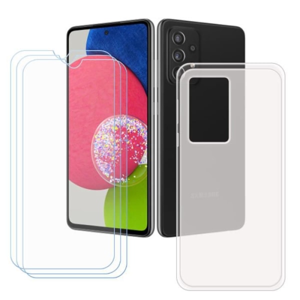 FZ genomskinligt fodral för Samsung Galaxy A52S (6,5") + 3 x härdat glas, HD skyddsfilm - TPU silikonfodral Shell.
