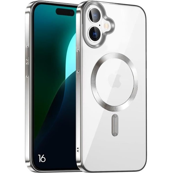 Skyddshölje för iPhone 16 - BOOLING - Transparent - Mjuk - Magnetring - Silverfärgad Silver