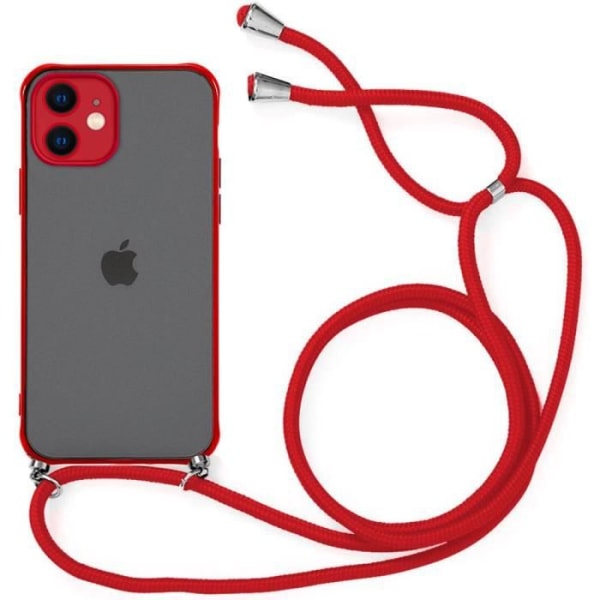 Crossbody-cover til iPhone 12 Mini (5,4") Rød beskyttelse Anti-chok Tynd stiv semi-transparent frostet Röd