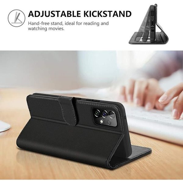 Samsung A72 (6") Fodral i praktisk plånboksform Magnetisk flik Svart Svart