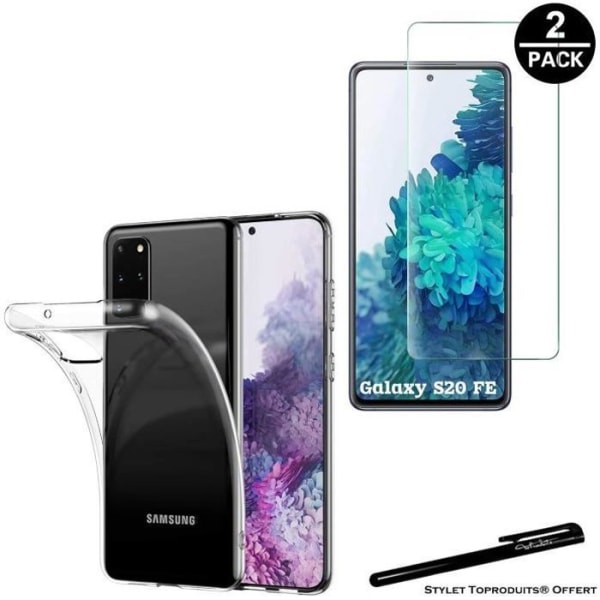 2 hærdede briller til Samsung Galaxy S20 FE og 1 gennemsigtigt blødt beskyttelsescover med stylus Toproduits®