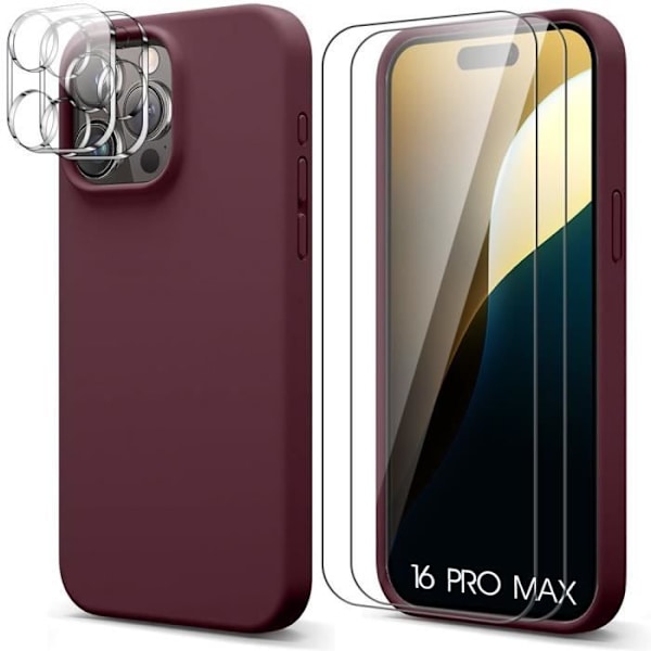 Skyddsfodral - BOOLING - iPhone 16 Pro Max - Flytande Silikon Bordeaux - Matt Effekt - Optimal Skydd Bordeaux