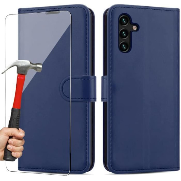 Fodral för Samsung A04s Blue Wallet 360 Protection + 2 härdade glasögon