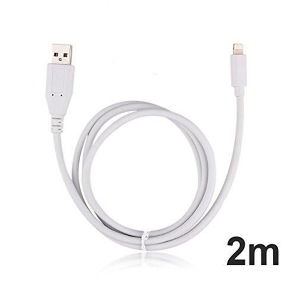 MasterStor 2m högkvalitativ dataladdningskabel med stor tjocklek för 6Plus, 6, 5s, 5c, 5 för iPad och iPod (Vit)