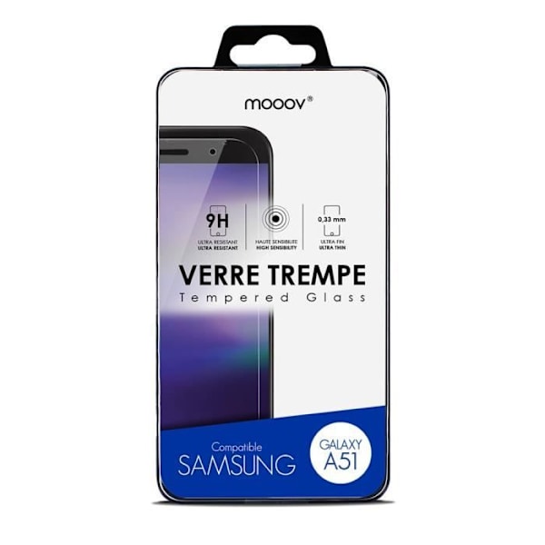Härdat glas - MOOOV - Samsung A51 - Skärmskydd - Repmotståndig - Tjocklek 0,33 mm