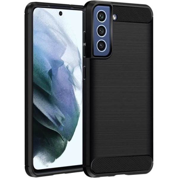 Fodral för Samsung S21 FE (6,4") Svart styv solid Elegant anti-chock tjock stållinjeeffekt