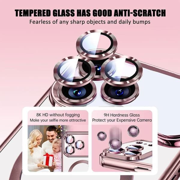 Skyddsskal - BOOLING - iPhone 17 Pro - Rosa - Magnetisk ring - 2 härdade glas Rosa