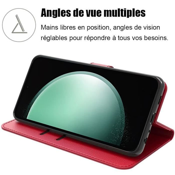 Skyddsfodral - Samsung - Galaxy S23 FE - Röd - Syntetiskt Läder - 2 Härdat Glas Röd
