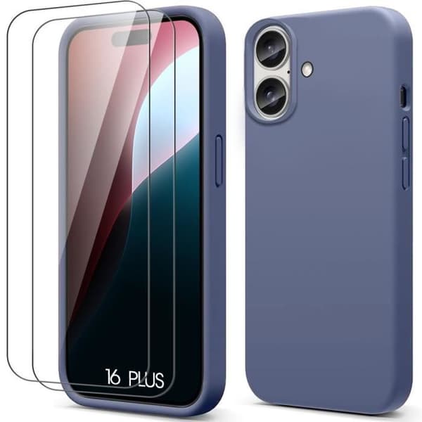 Skyddsskal - BOOLING - för iPhone 16 Plus - Flytande Silikon - Ultra Slim - Mörkblå Midnattsblå