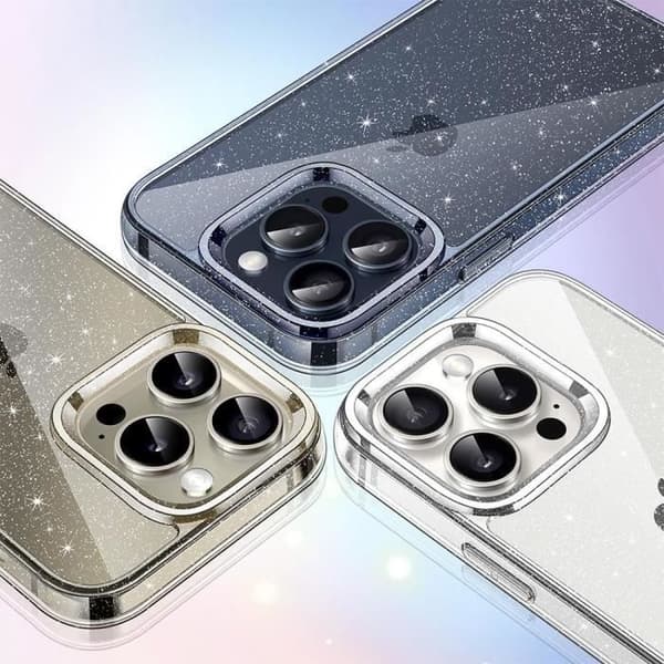 Skyddsskal - BOOLING - för iPhone 16 Pro Max - Transparent - Glitter - Stötsäker Transparent