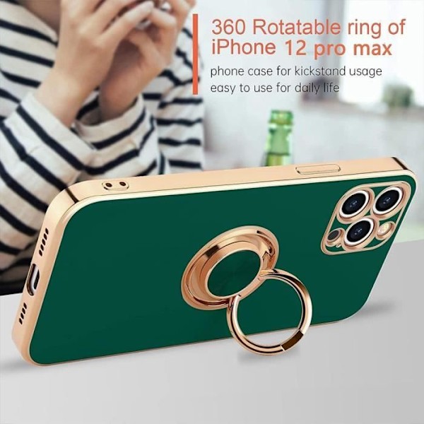 Silicone Mobilskal - iPhone 16 Pro - Nattgrön - Rotérande 360° Ringstöd - Flexibel - Unisex Midnattsgrönt